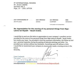 Embassy Of The Kingdom Of Belgium in Riga / FF International Movers