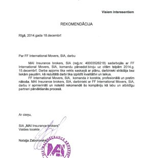 MAI Insurance Brokers / FF International Movers