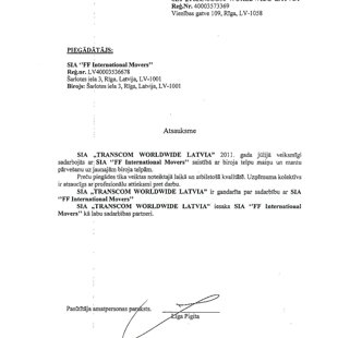 Transcom Worldwide Latvia / FF International Movers