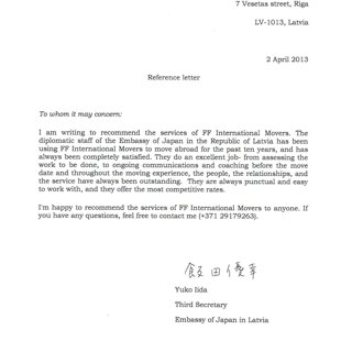 Embassy of Japan Riga / FF International Movers