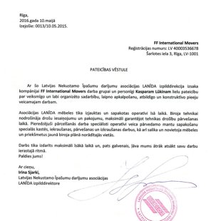 Latvijas nekustamo īpašumu asociācija LANĪDA / FF International Movers