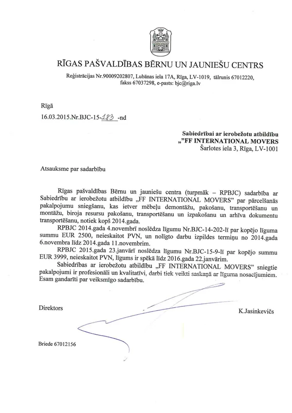 Rīgas pašvaldības bērnu un jauniešu centrs / FF International Movers