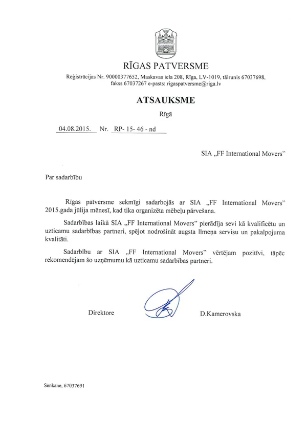 Rīgas patversme / FF International Movers