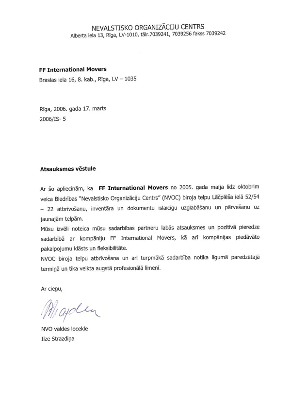 Nevalstisko Organizāciju Centrs / FF International Movers
