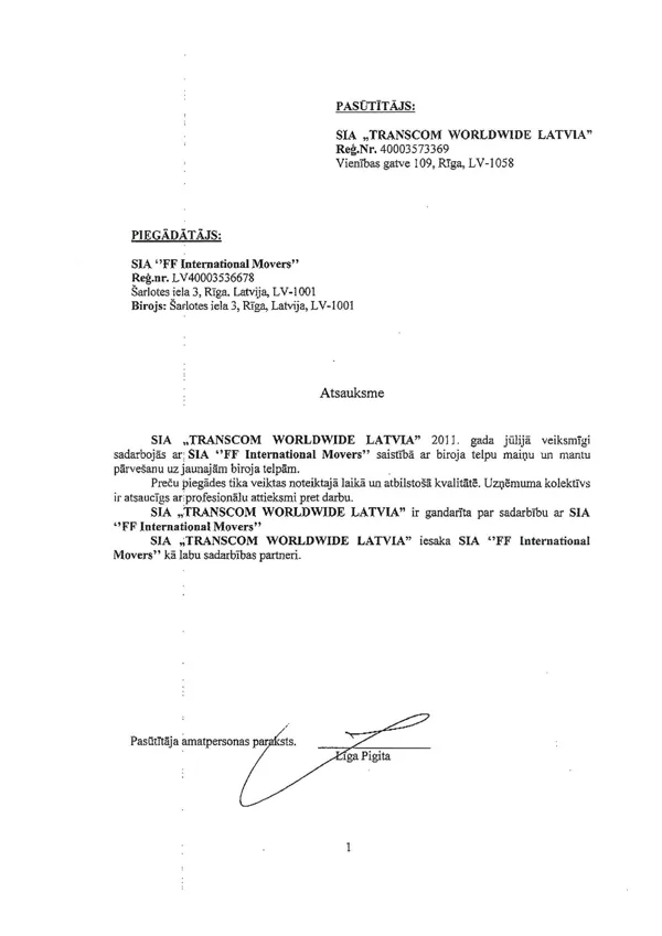 Transcom Worldwide Latvia / FF International Movers