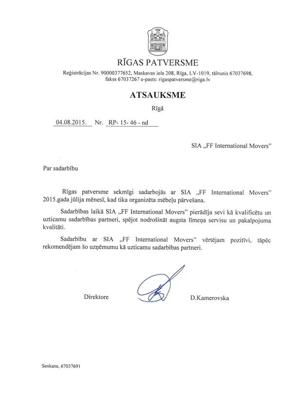 Rīgas Patversme / FF International Movers
