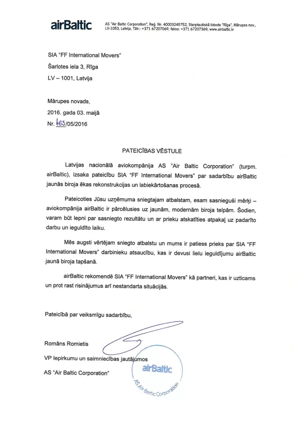 AirBaltic / FF International Movers